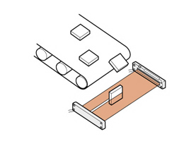 檢測通過、掉落位置不確定的工件